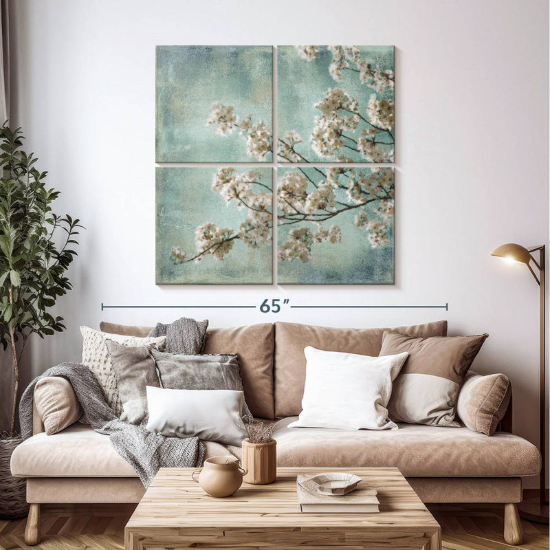 Harnek Aqua Blossoms I, 45" H x 45" W