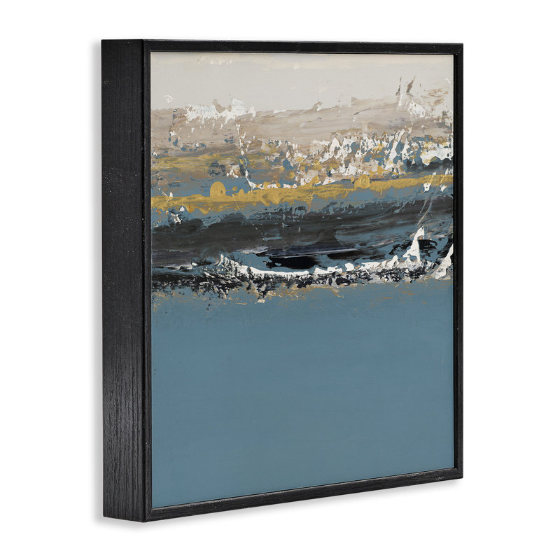 Abstrait peint par la peinture blanche, estampe numérique par Patricia Pinto, Giclée encadrée noir minuit, H 24 po x l 24 po