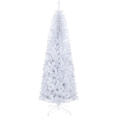 7ft Slim Unlit Artificial Christmas Tree with Realistic Branches, Perfect for Compact Spaces and Easy Assembly