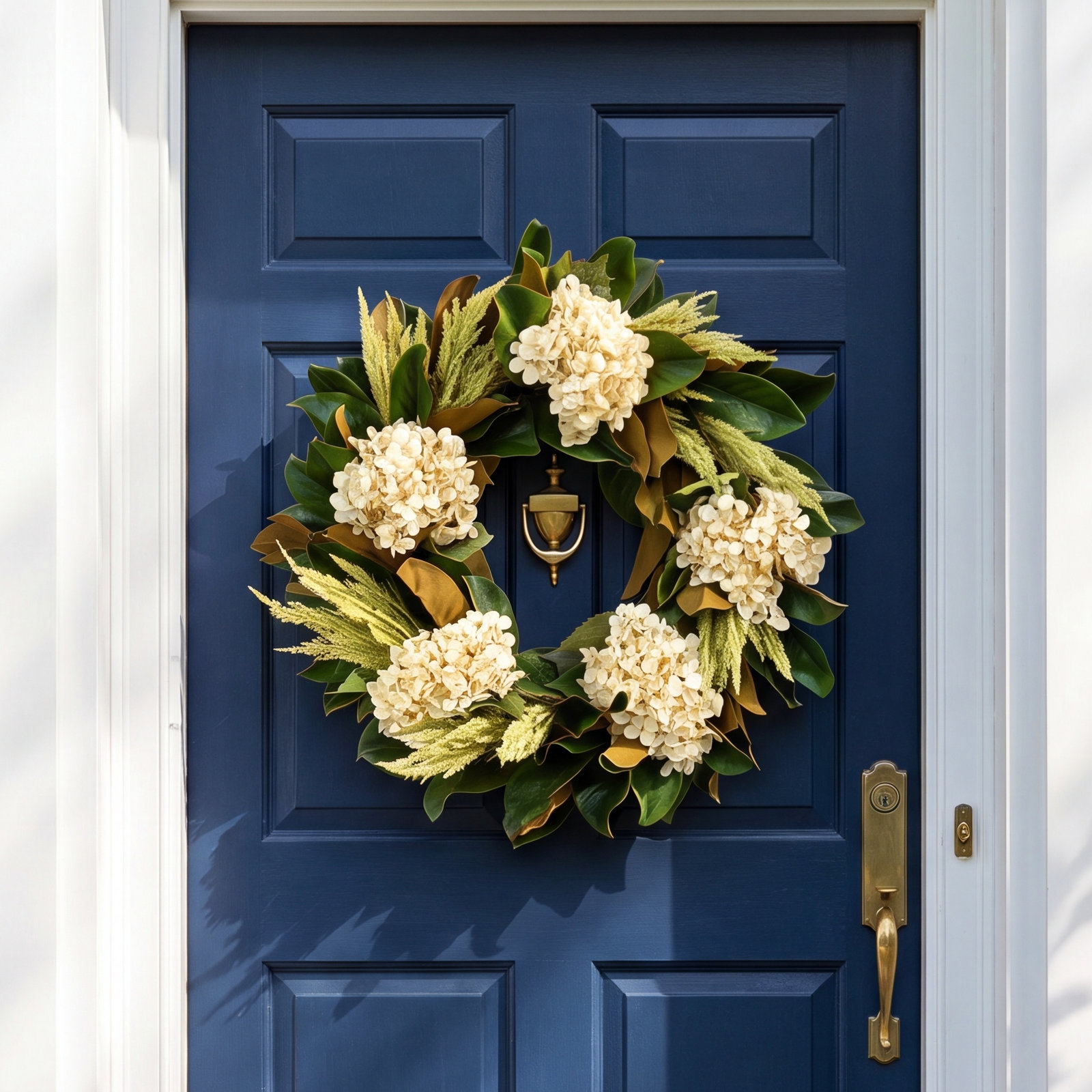 25'' Grapevine Wreath with Hydrangea and Pampas