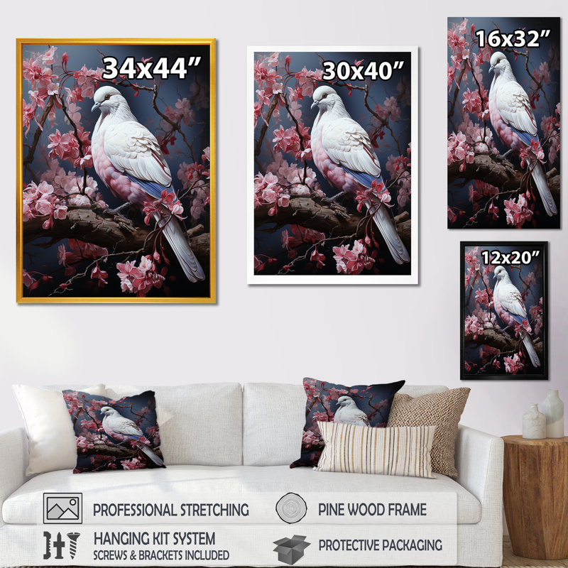 Dove Reverie II - Dove, art mural, Cadre flottant noir, H 40 po x l 30 po x P 1,5 po