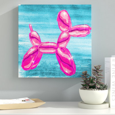 «Balloon Dog Pink Fashion and Glam», reproduction d'art graphique sur toile tendue