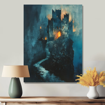 Blue Yellow Winter Vampire Castle Of Horror - Castles Wall Art Living Room