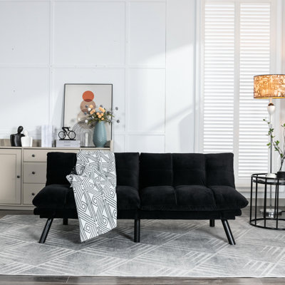 Lit convertible noir, 2 places modernes avec accoudoirs réglables et housse douce et lisse, convient aux petits appartements, pliant avec limite de poids de 800 lb, 2 pour les espaces, les réglages, le style, la taille simple, la capacité