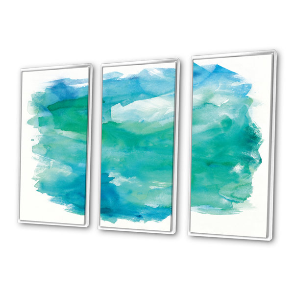DesignArt Sea Glass Framed On Canvas 3 Pieces Painting | Wayfair
