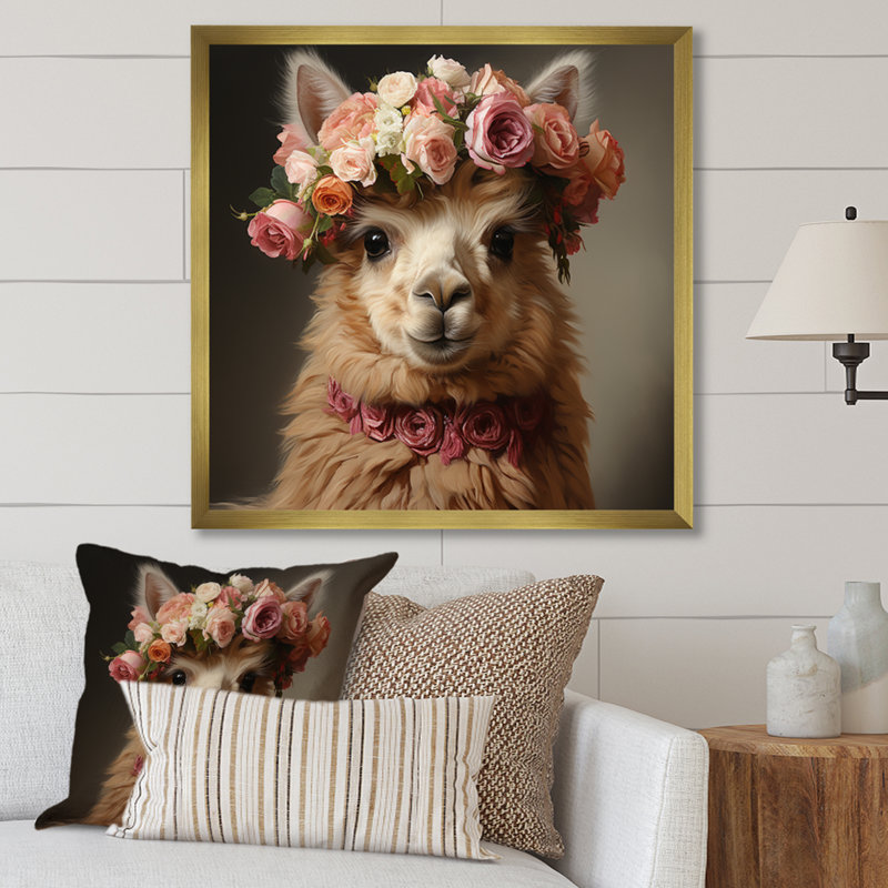Art floral, alpaga, Cadre doré simple, H 30 po x l 30 po x P 1,5 po