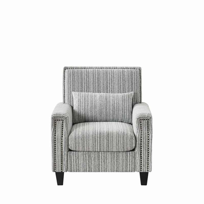 Comfy Upholstered Armchair for Living Room, Gray/White, 1