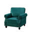 Fauteuil d'appoint classique en velours vert avec garniture cloutée et pieds tournés en bois massif-477817366
