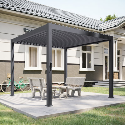 Aluminum Frame Patio Pergola with Adjustable Louvred Roof