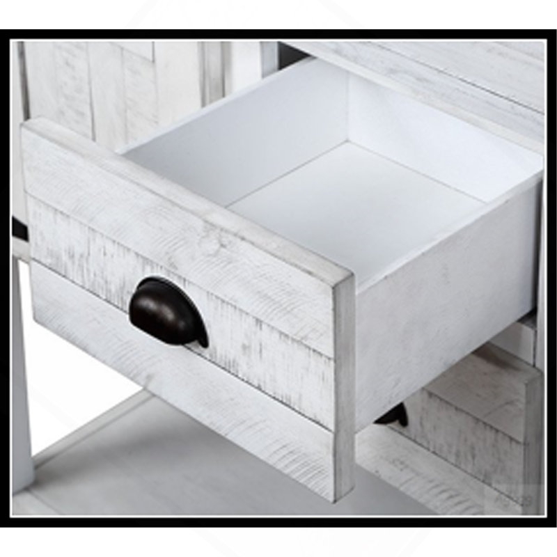Console de 46 po en bois massif avec 2 tiroirs, armoires et tablette inférieure, armoire de rangement pour salle à manger de style rétro