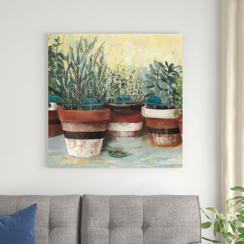 " Potted Herbs II Stripes Crop ", 36" H x 36" W 