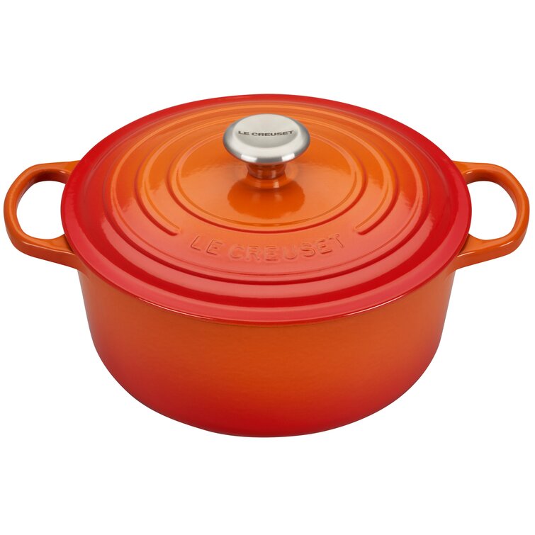 Technique 8 Square Cast Iron Skillet & Lid and Grill Pan Bright Orange  Enameled