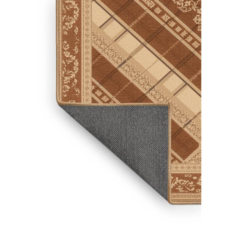 Tapis oriental doux et moelleux à motif oriental Cozine - brun clair, 3' Round