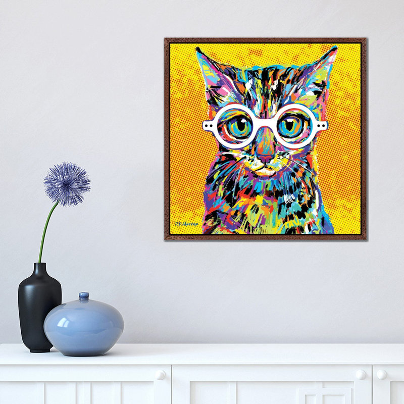 Peewee by P.D. Moreno - Print on Canvas, 45.72 cm H x 45.72 cm W, Classic Brown Wood Framed