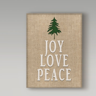 « joy love paix », art textuel sur toile tendue