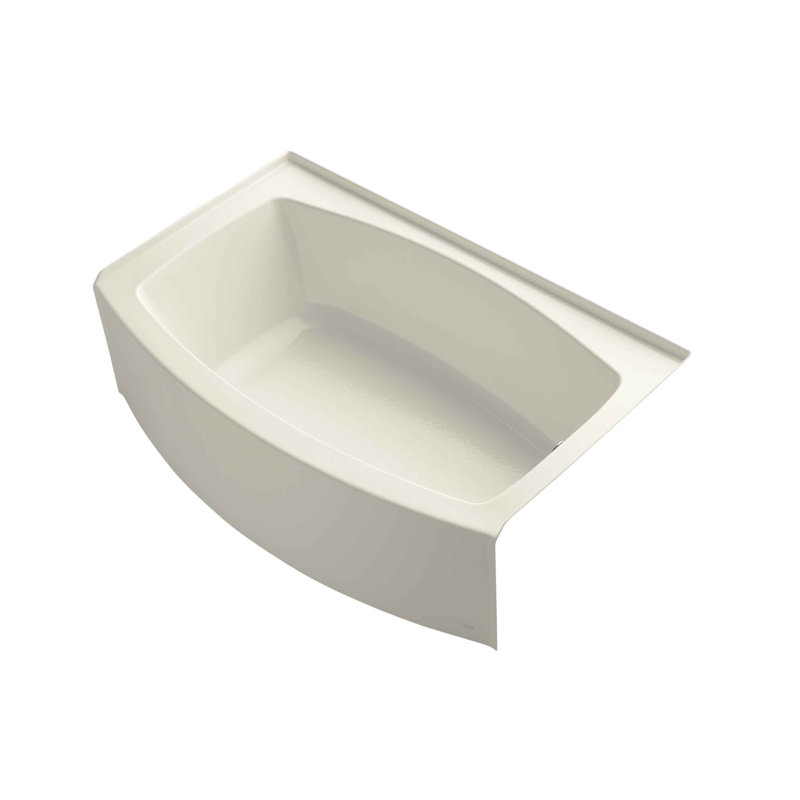 Expanse 60" x 38" Curved Integral Apron Bathtub, Biscuit, Right-Hand Side