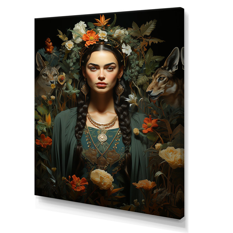 Portrait de muse verte mexicaine I, Toile tendue, H 32 po x l 16 po x P 1 po