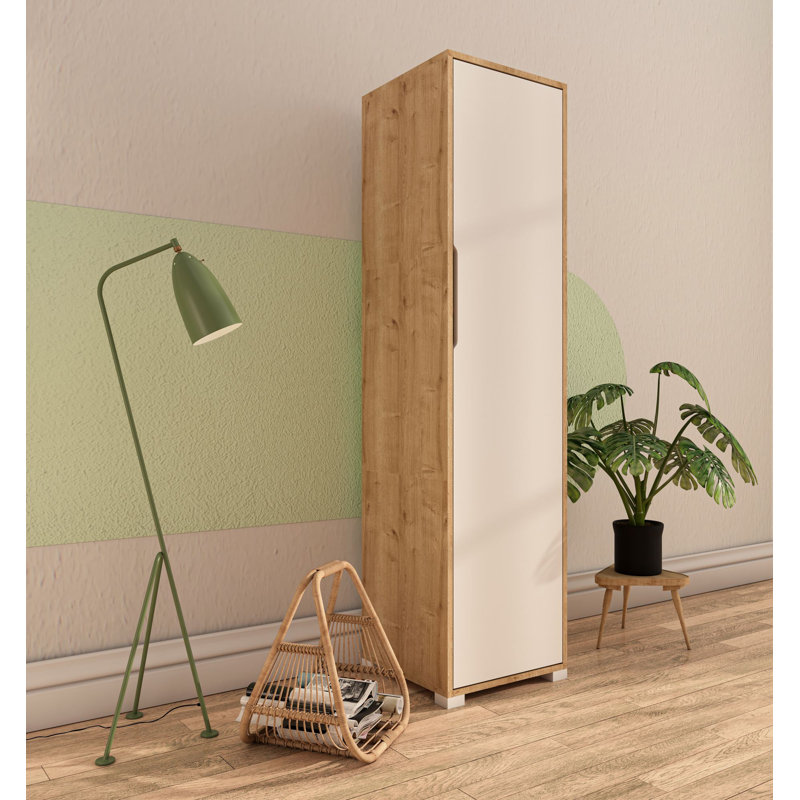 Armoire moderne avec de nombreuses tablettes, chêne saphir et blanc, 18,5 po x 72,0 po x 17,7 po | Panneau de particules 100% mélaminé, capacité de tablette de 66,1 lb | Conception murale, solution de rangement élégante et fonctionnelle