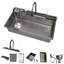 88x48cm Multifunctionl Stainless Steel Kitchen Sink left-Side Drain Sink Single Bowl with Faucet