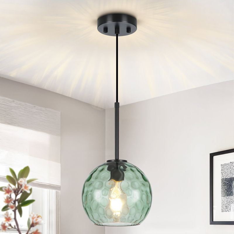 Luminaire suspendu en verre à motif d'eau Emiliani, base E26, Vert