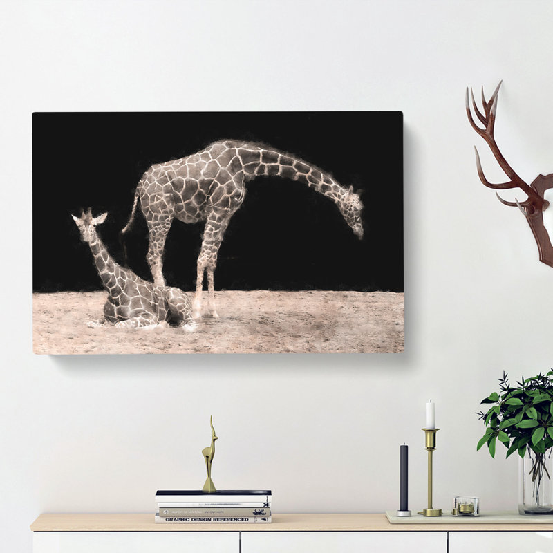 Two Giraffes - Wrapped Canvas, 40cm H x 60cm W x 3cm D