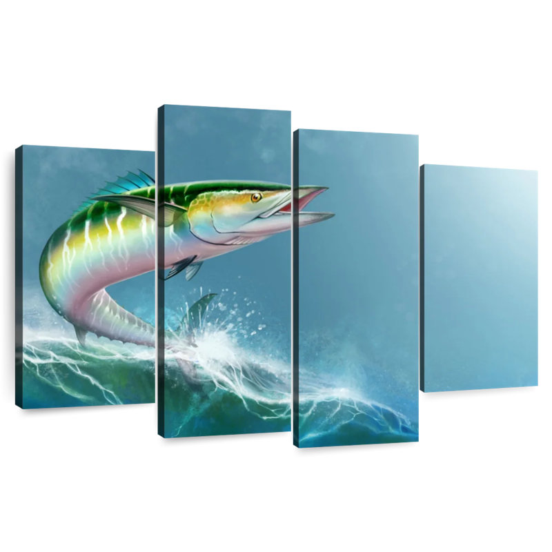 Brampt Wave Riding Wahoo Fish, 48" H x 75" W