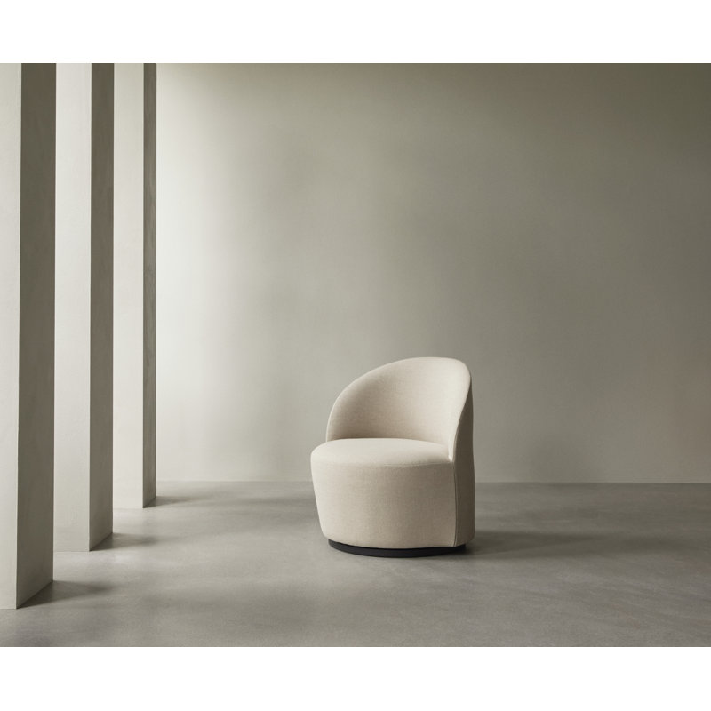Tearoom Swivel Barrel Chair, Ivory Cotton Blend