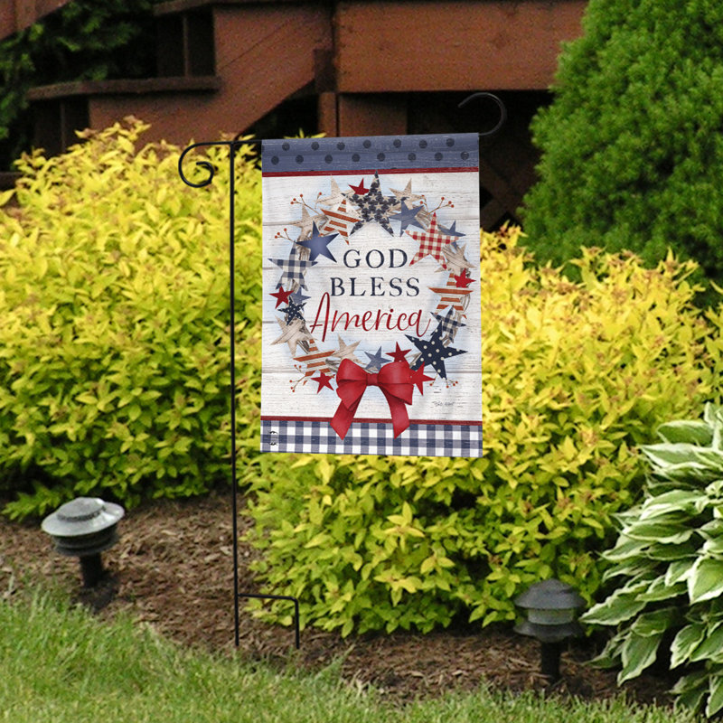 Drapeau de jardin American Wreath, Bleu / Rouge / Blanc