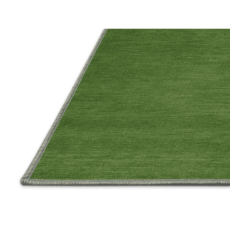 Tapis vert uni lavable à la machine, Rond 8 pi