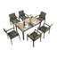 Ensemble de table de salle à manger 7 pièces avec patio en bois d'acacia et rotin PE