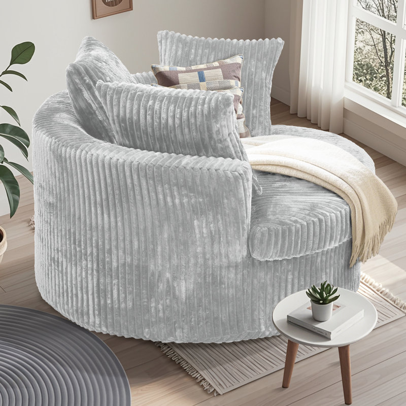 59" Upholstered Compression Chaise Lounge Chair With Armrests & Throw Pillows, No Assembly Required, Gray