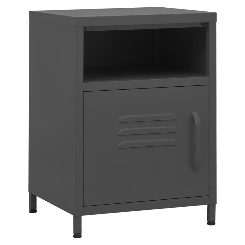 Bren 35cm W Steel Bedside Table, Set of 2, Grey