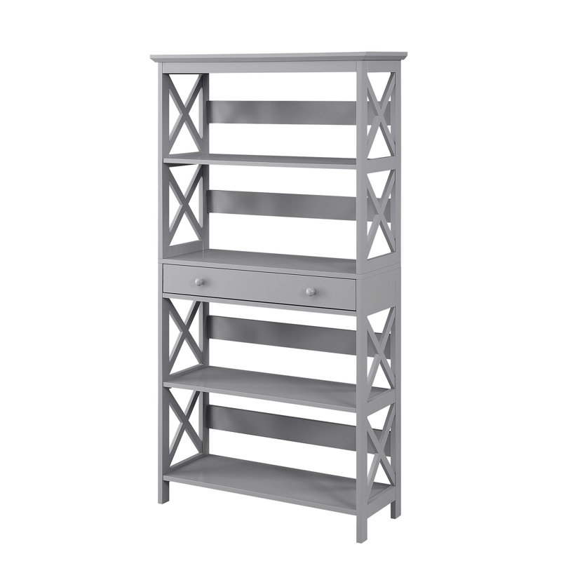 Oakden Etagere Storage Bookcase with Drawer, Gray
