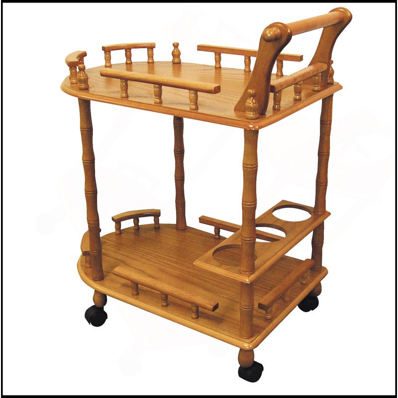 Grande table à vin 29 po en bois à 2 niveaux avec finition chêne