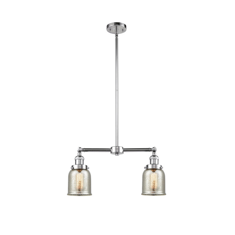 Bell - 2 Light 21" Island Light, 6 Watt Vinage LED Bulb, Silver Mercury, Polished Chrome