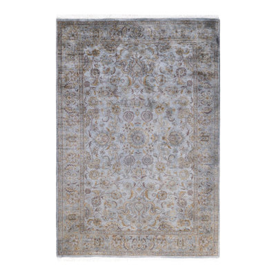 Tapis unique fait à la main Fine Vibrance - gris, 4 pi 2 po x 6 pi 2 po