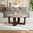 Danry Round Marble-Pattern Coffee Table with Wooden Base