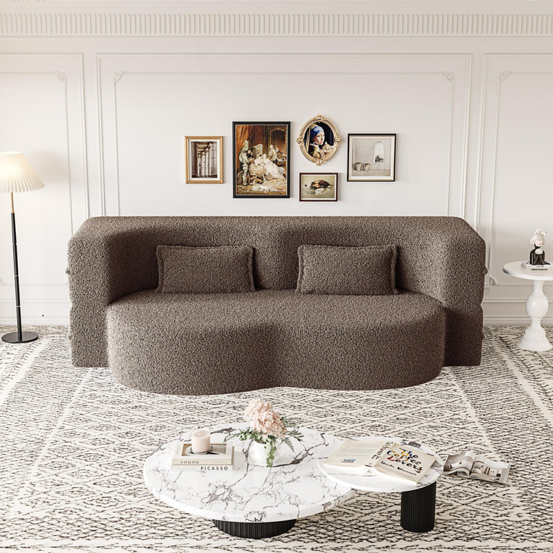 Canapé-lit moderne avec 2 coussins, canapé-lit en mousse, Brown Teddy