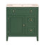 Meuble-lavabo 30 po avec comptoir, meuble-lavabo avec porte et deux tiroirs, structure en bois massif, un paquet, vert