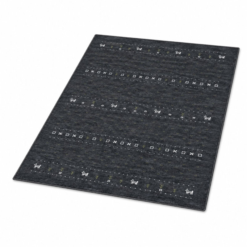 St Catherine Hand Knotted Loom Wool Eco-Friendly Area Rugs  - Square, Charcoal Color, Contemporary Modern Design, High Pile Thick Handmade Anti Skid Area Rugs for Living Room, Bed Room