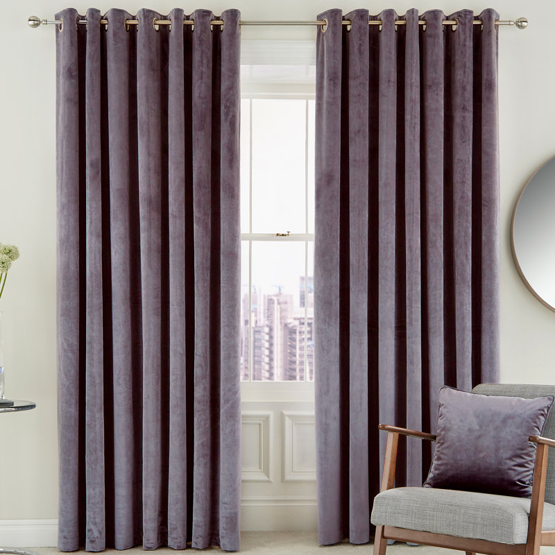 Escala Eyelet Room Darkening Curtains, Width 167 x Drop 137 cm, Damson