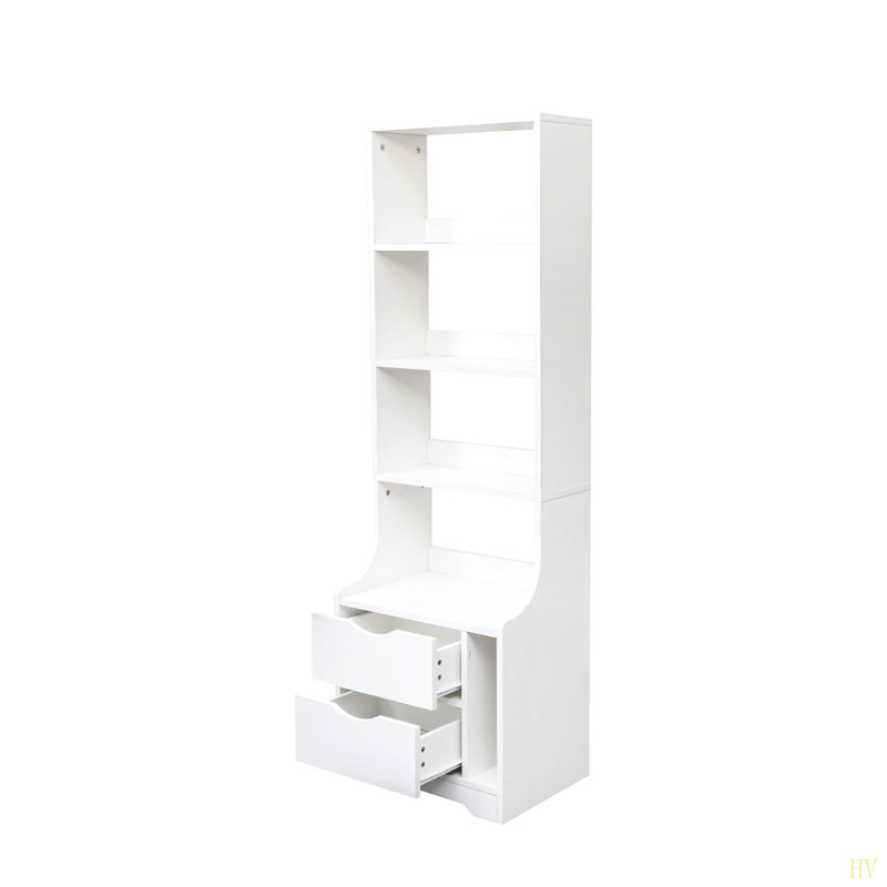 Night Stand With Bookshelf, Night Stand With 2 Storage Drawers For Bedroom, White