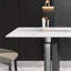 Table en pierre frittée blanche de 63 po avec surface facile d'entretien pour 6 personnes-472171533