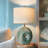 24.5 "medieval Modern Circular Ceramic Lamp, Indoor High-quality Striped Gray Green Ceramic Glaze