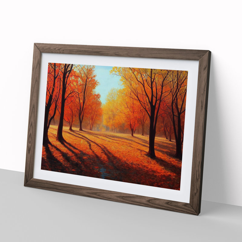 Autumn Forest Painting Vol.1 - Single Picture Frame Print, 46cm H x 64cm W, Brown