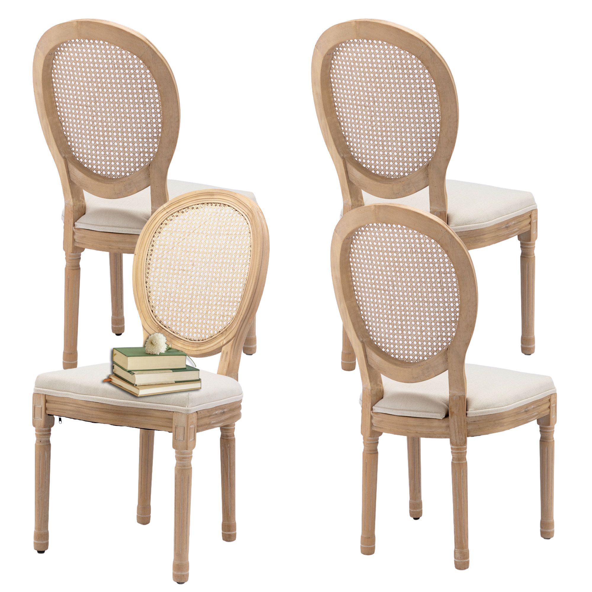 One Allium Way® French Style Rattan Back Upholstered Dining Chair(Set ...