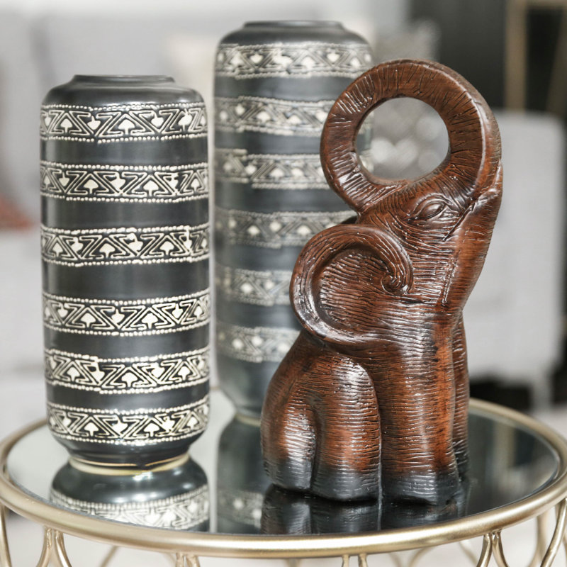 Grand vase de table rond en grès Goetz, H 12,25 po x l 5 po x P 5 po