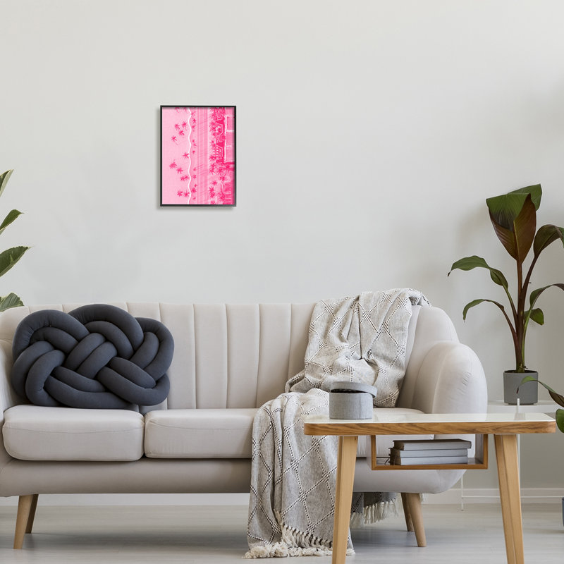 Paysage aérien tropical rose, impression sur bois, Giclée encadrée noir minuit, H 14 po x l 11 po x P 1,5 po