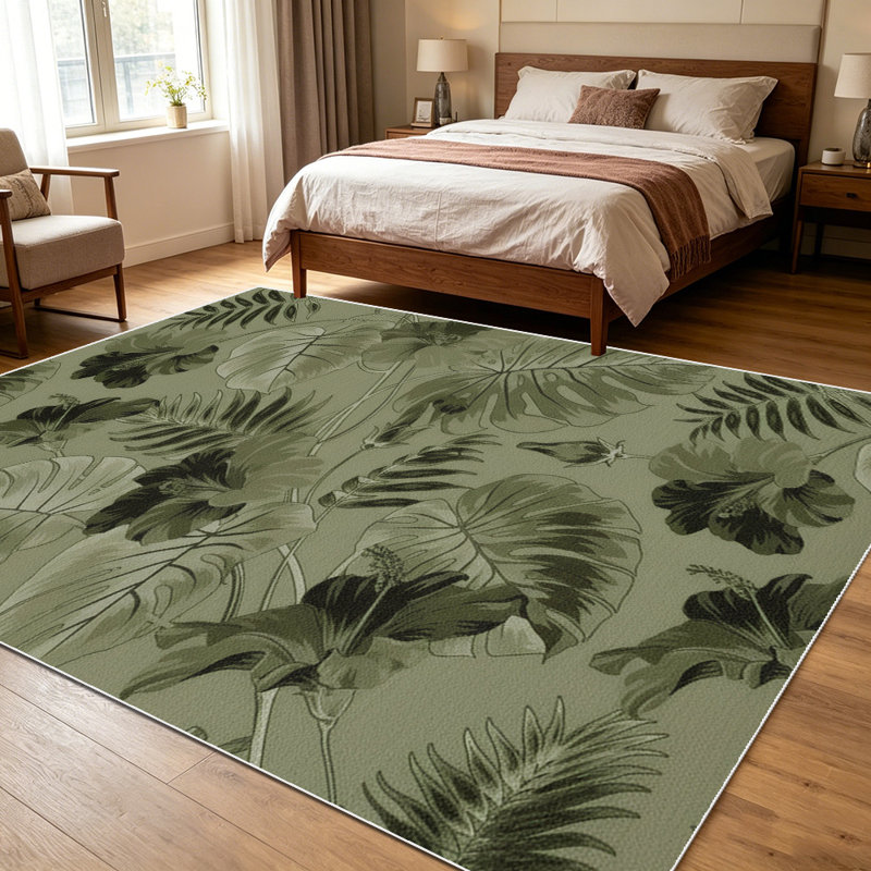 1PC Vintage Sage Green Tropical Leaf Print area rugs for Living Room, Soft and Comfortable, All-season, easy-care, machine washable Indoor floor mat, ideal for Dining Table, Entryway, Bedroom, Kitchen, Home Decor, Outdoor Decor.