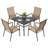 5-piece PVC-coated polyester Patio Dining Set With Umbrella Hole, Stackable Design